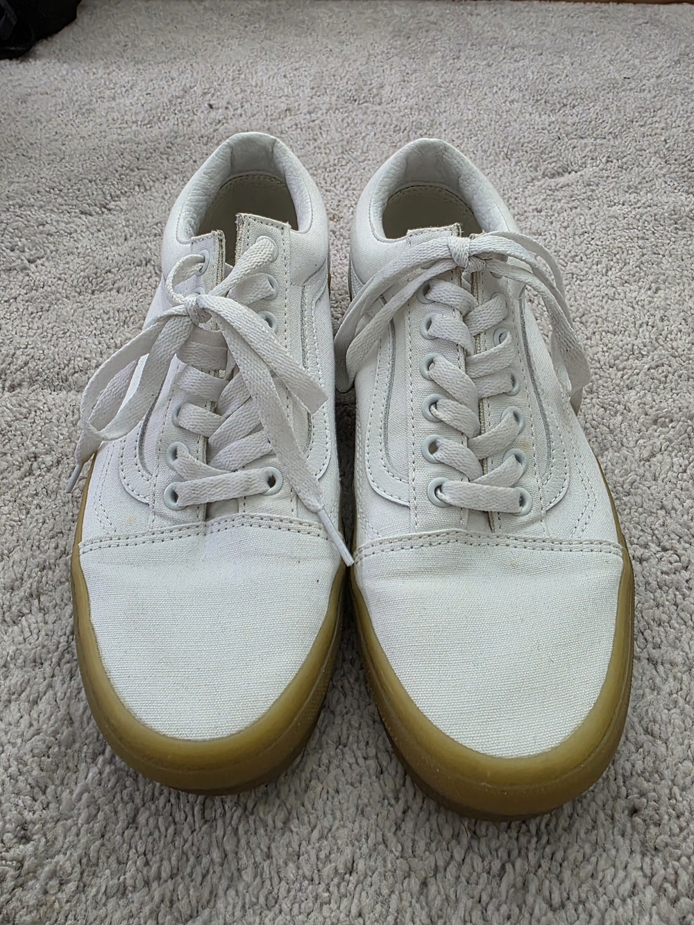 Vans White Canvas Sneakers with Gum Soles